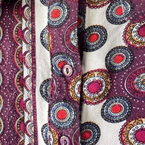 NATURA anthropology Womens Blouse print boho chic Long sleeve viscose S - Picture 3 of 16